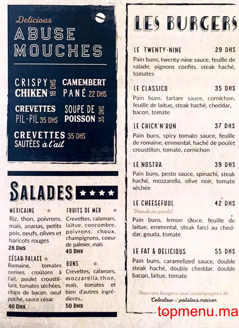 Buns & Co menu page 1