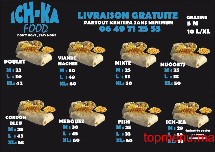 Ich-Ka Food menu page 1