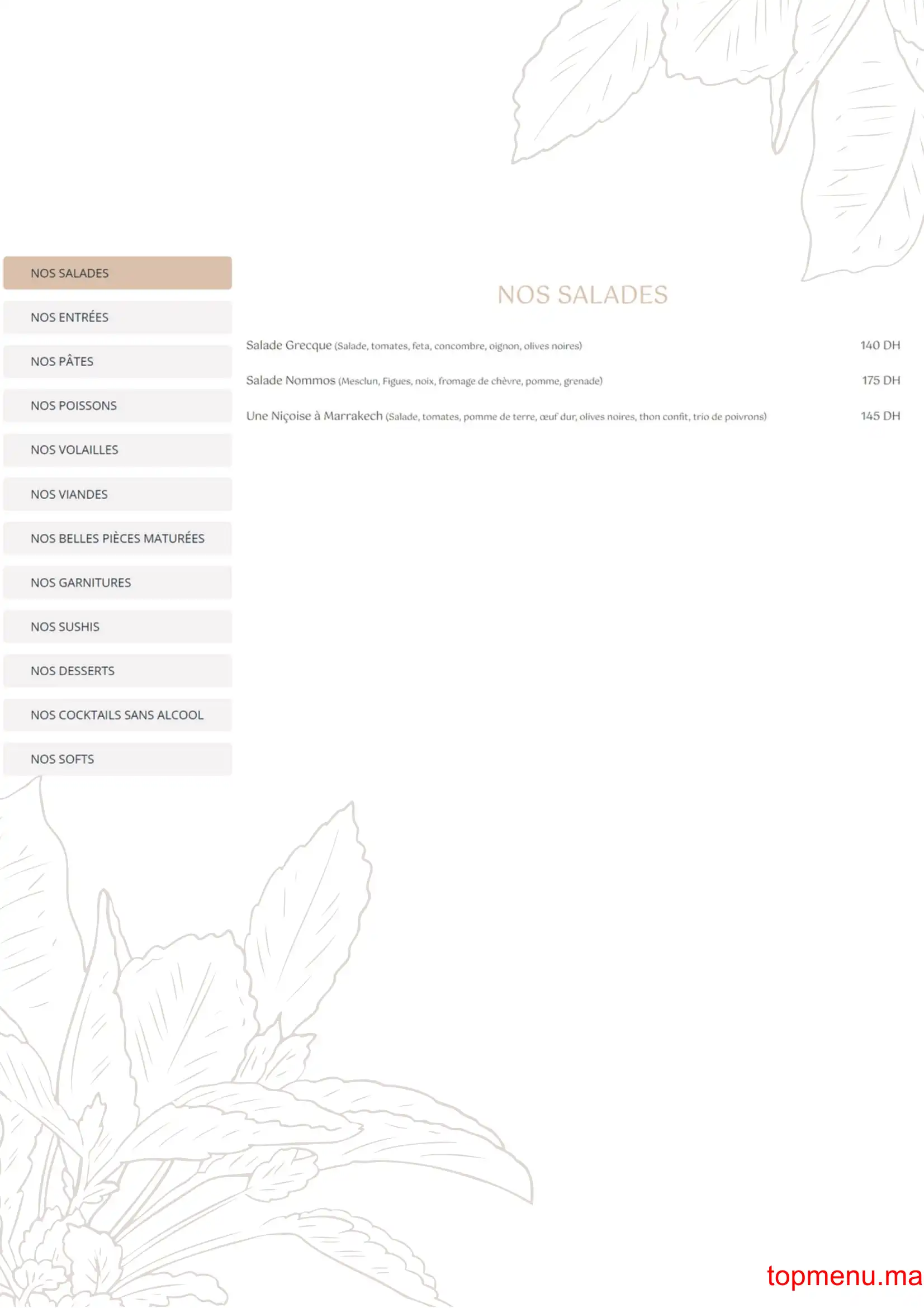 Nommos menu page 1