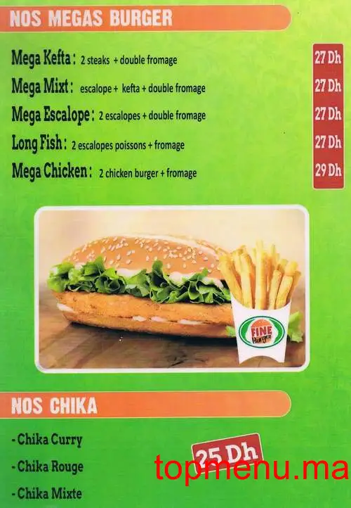 Fine Burger menu page 5