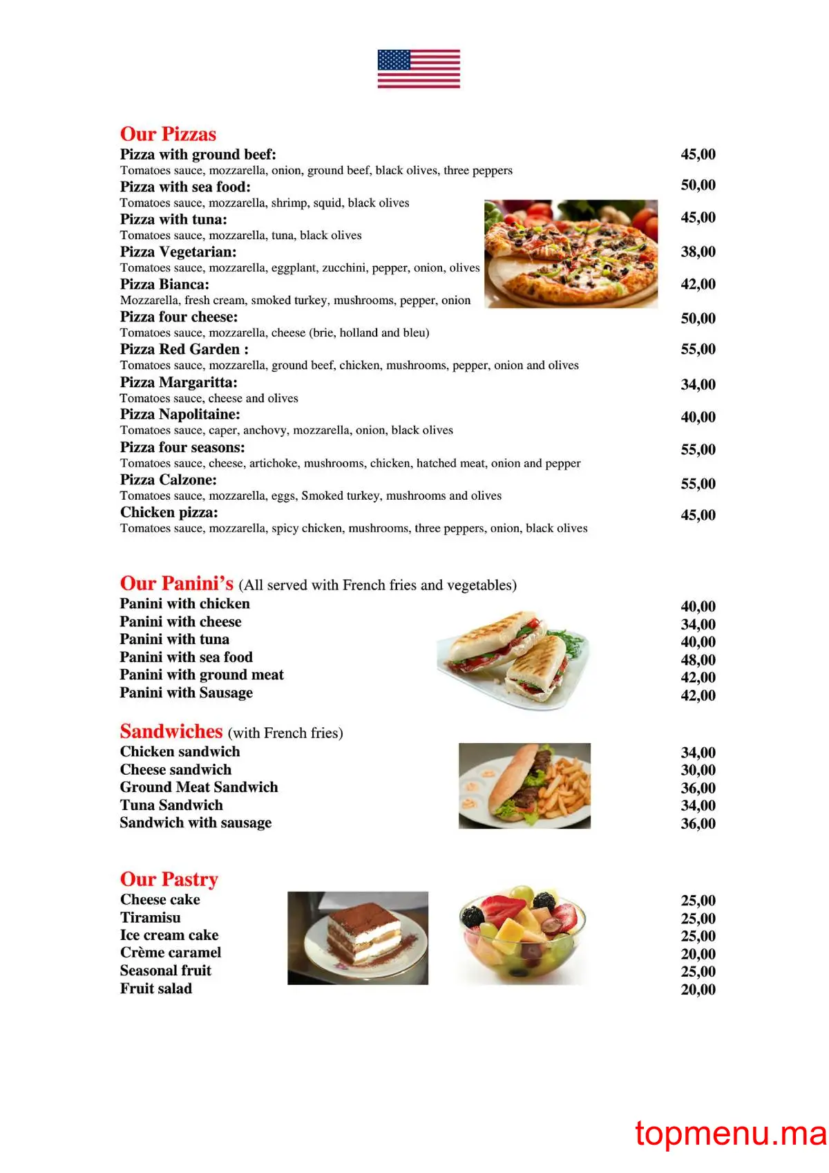 Red Garden menu page 4