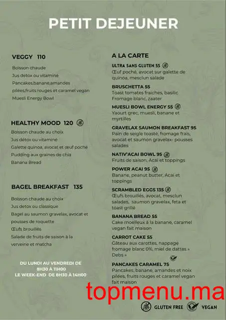 Nativ’ Kitchen menu page 1