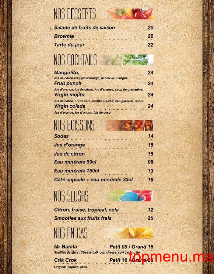 Palooza Land menu page 2