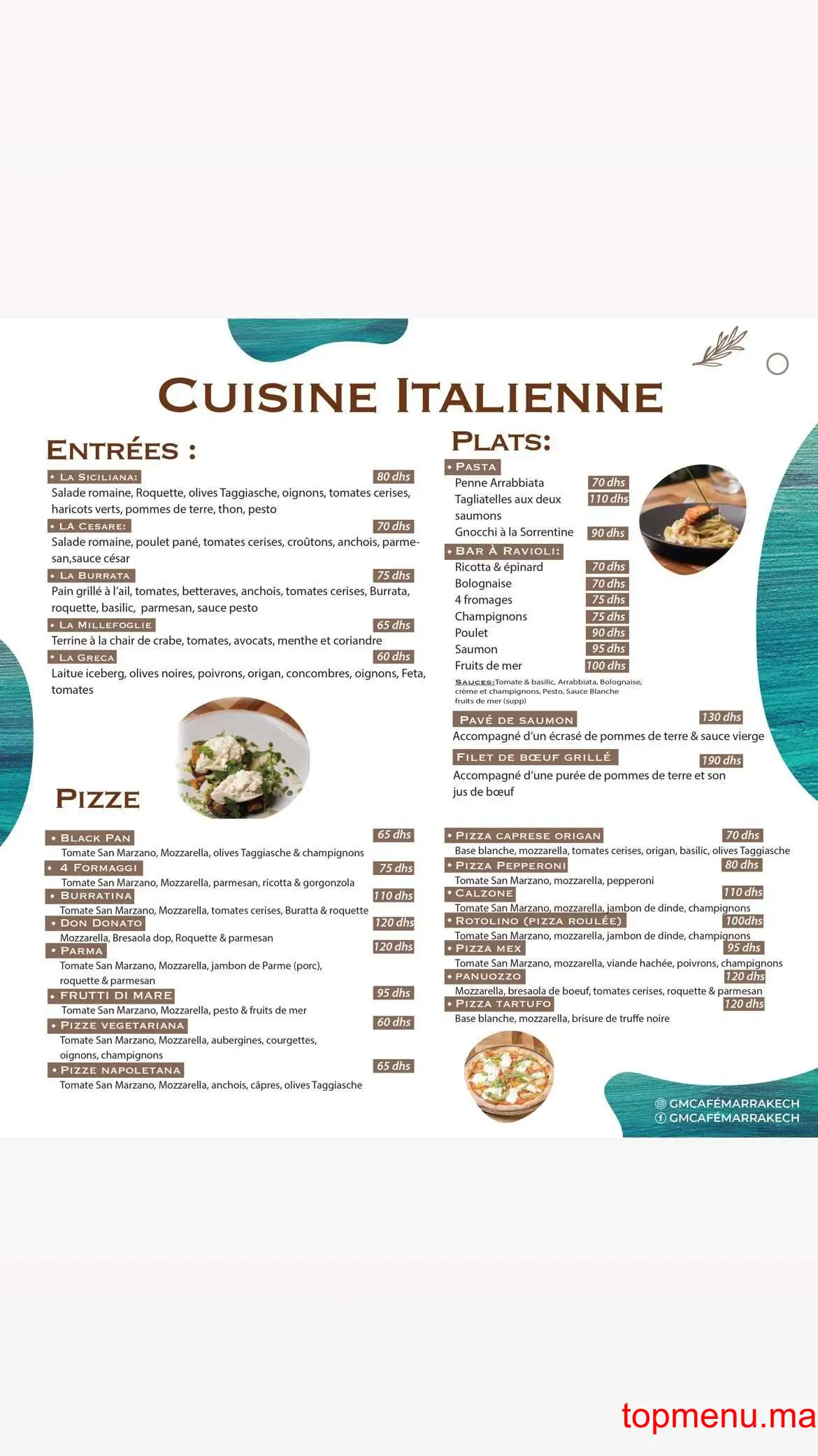 GM Café Gourmet menu page 2