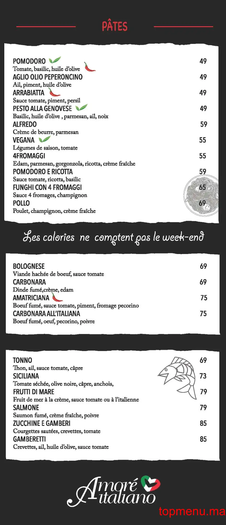 Amore Italiano Al Mazar menu page 2