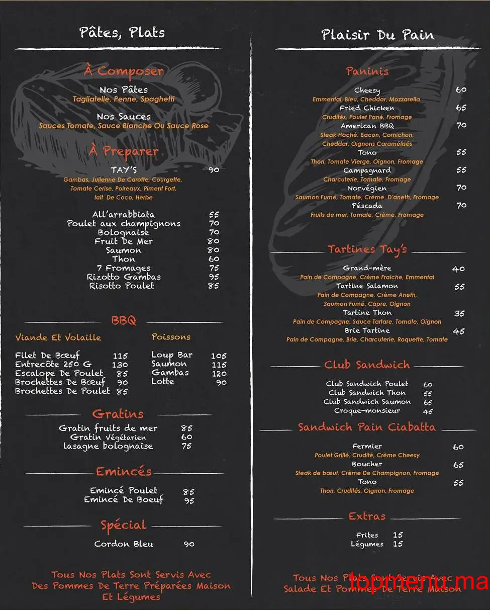 TAY’S Coffee menu page 4