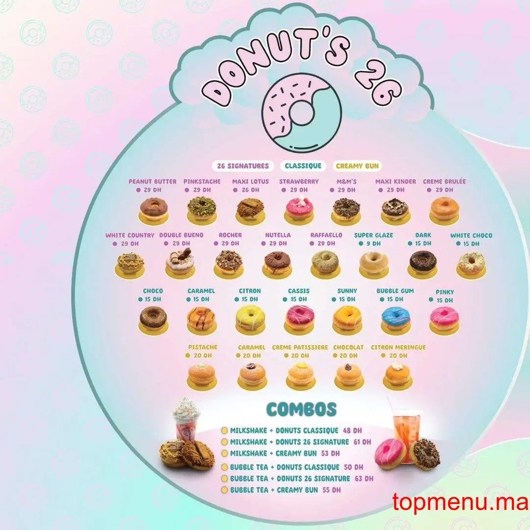 Donut’s 26 menu page 1