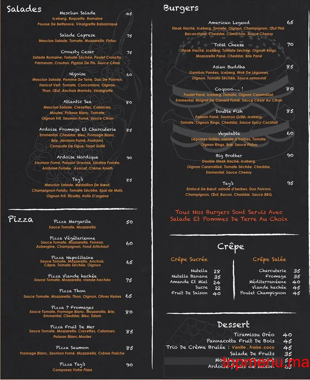 TAY’S Coffee menu page 2