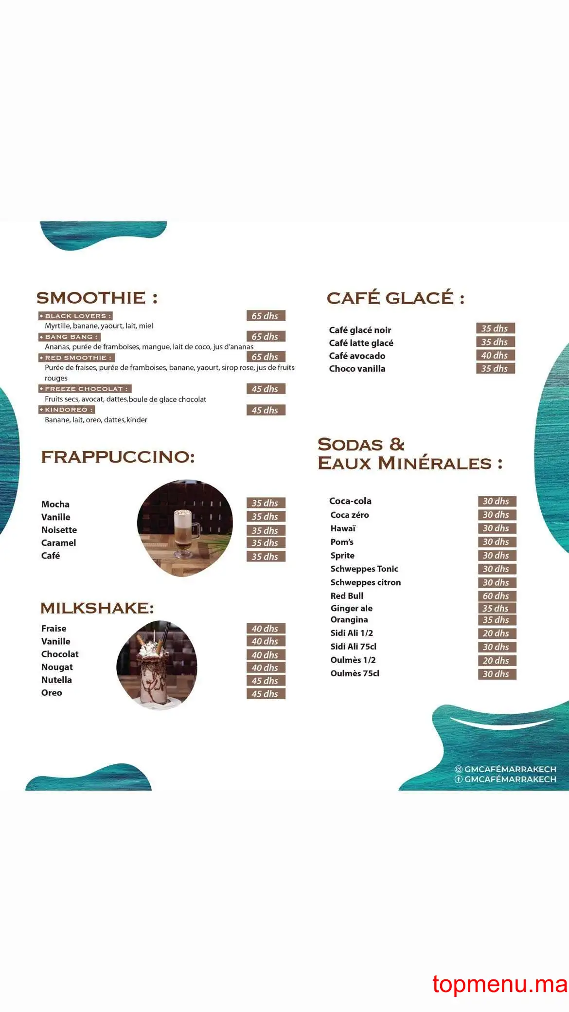 GM Café Gourmet menu page 8