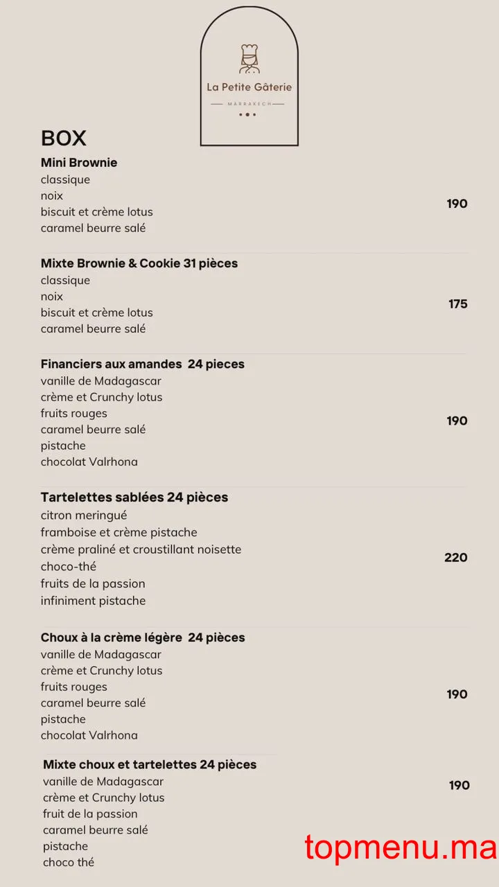 La petite gâterie menu page 1