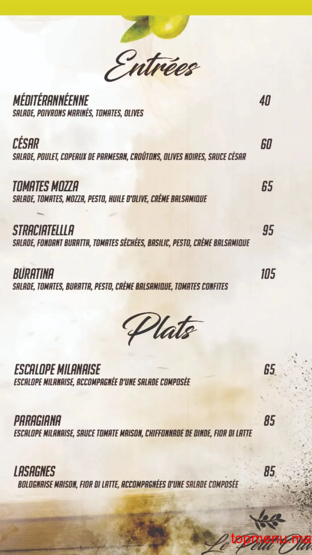 Le Petit Olivier menu page 4