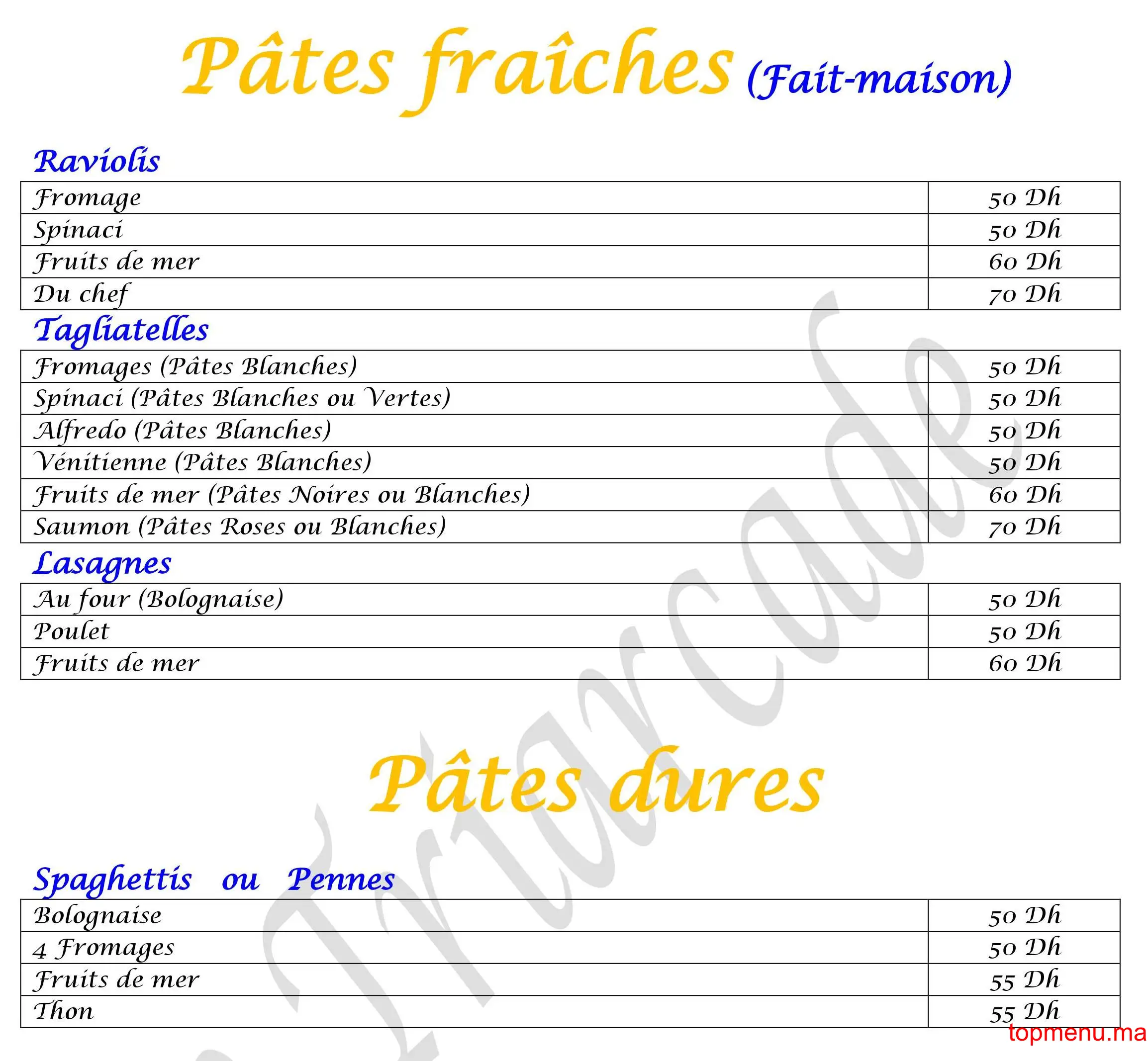 Le Triarcade menu page 2