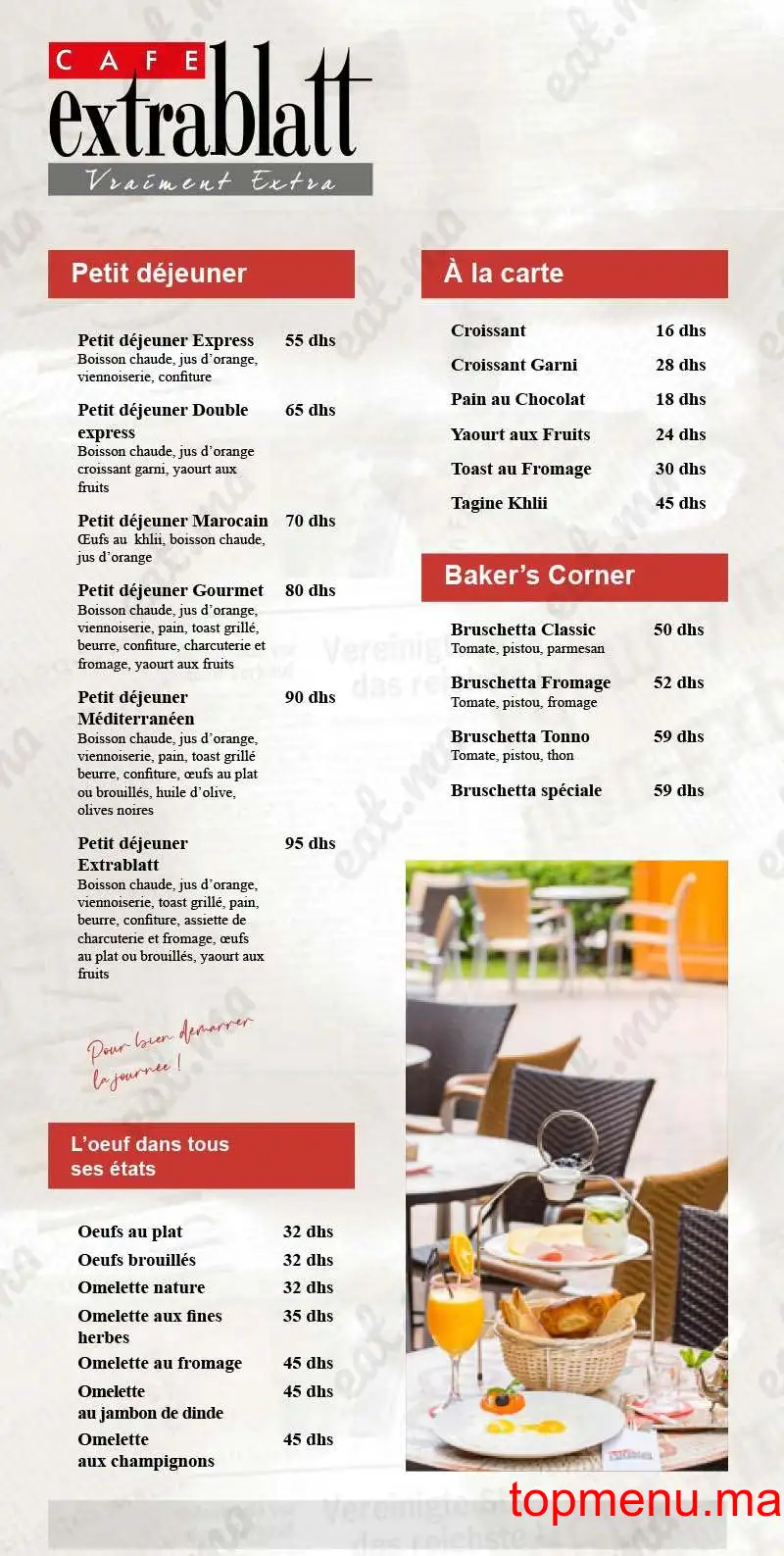 Extrablatt menu page 1