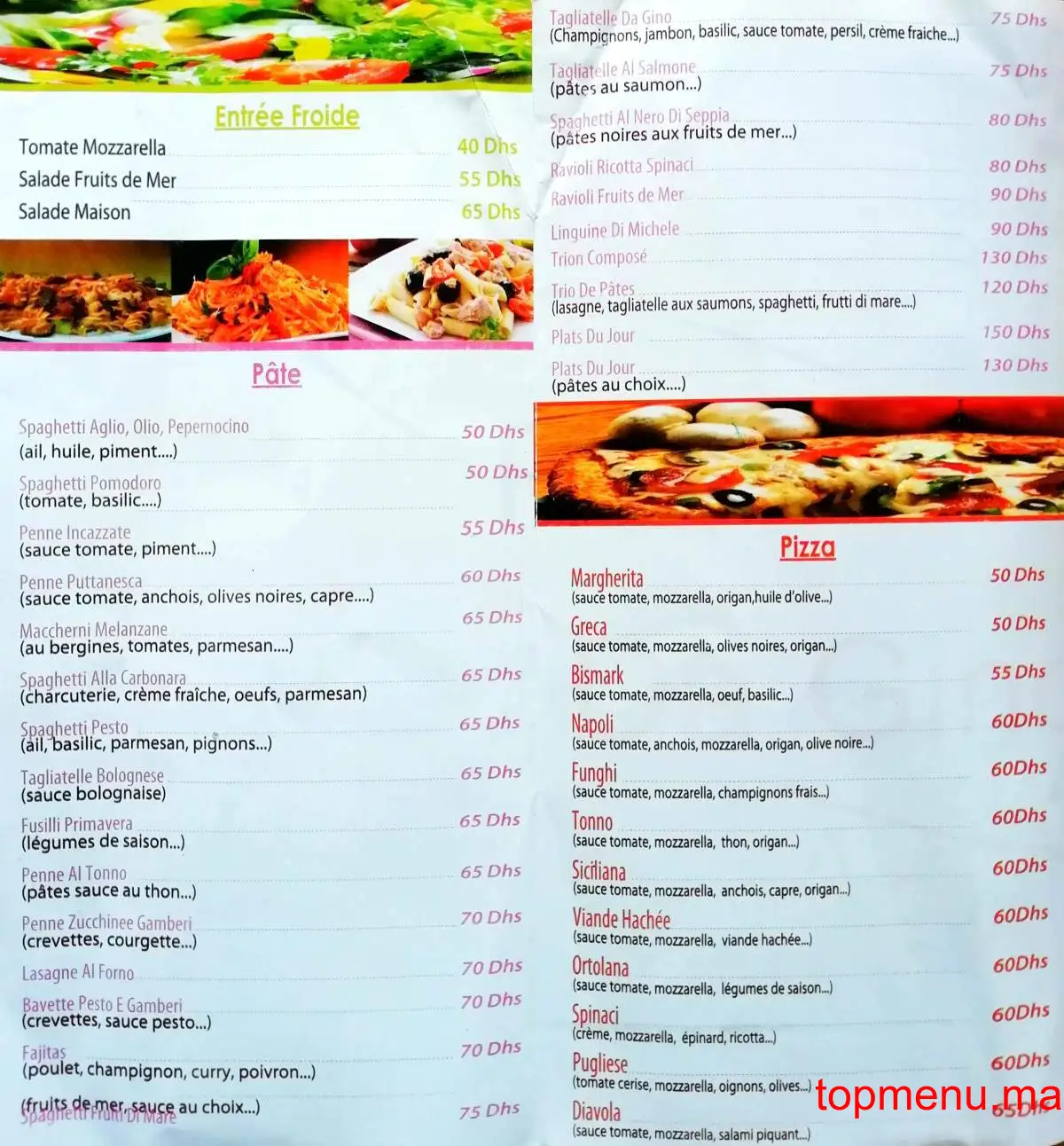 Da Gino menu page 1