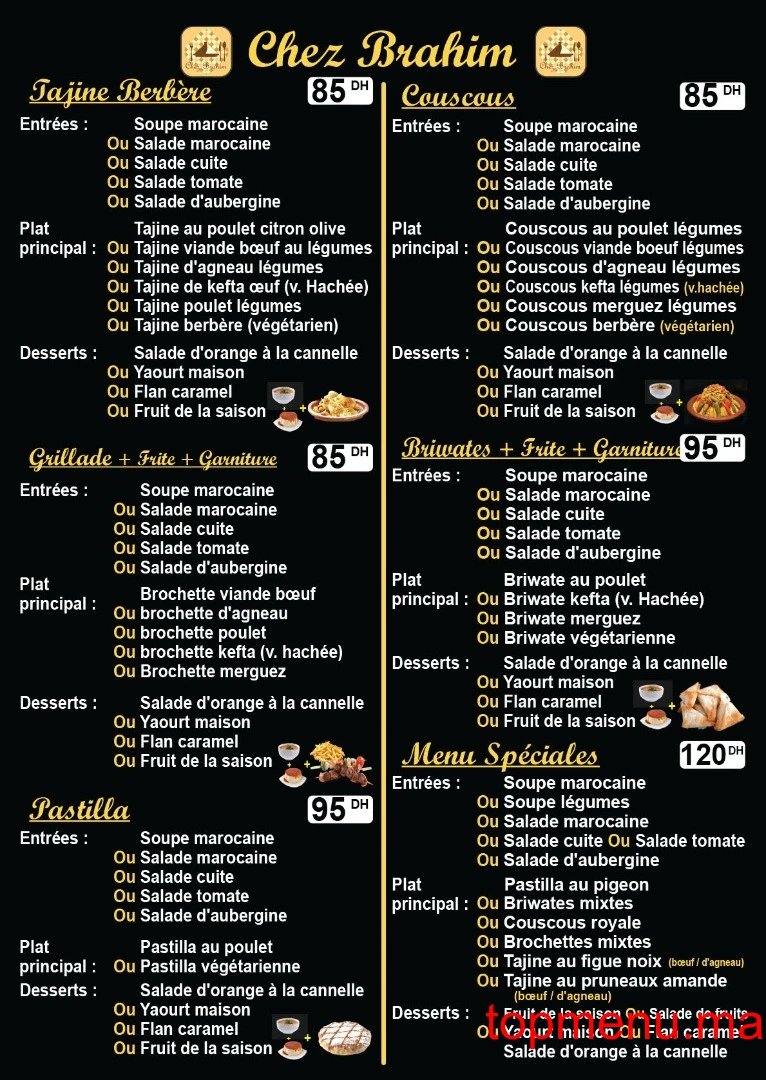 Chez Brahim menu page 2