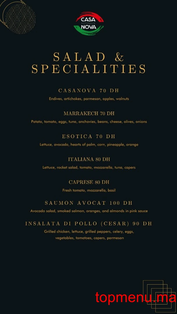 Casa Nova menu page 9