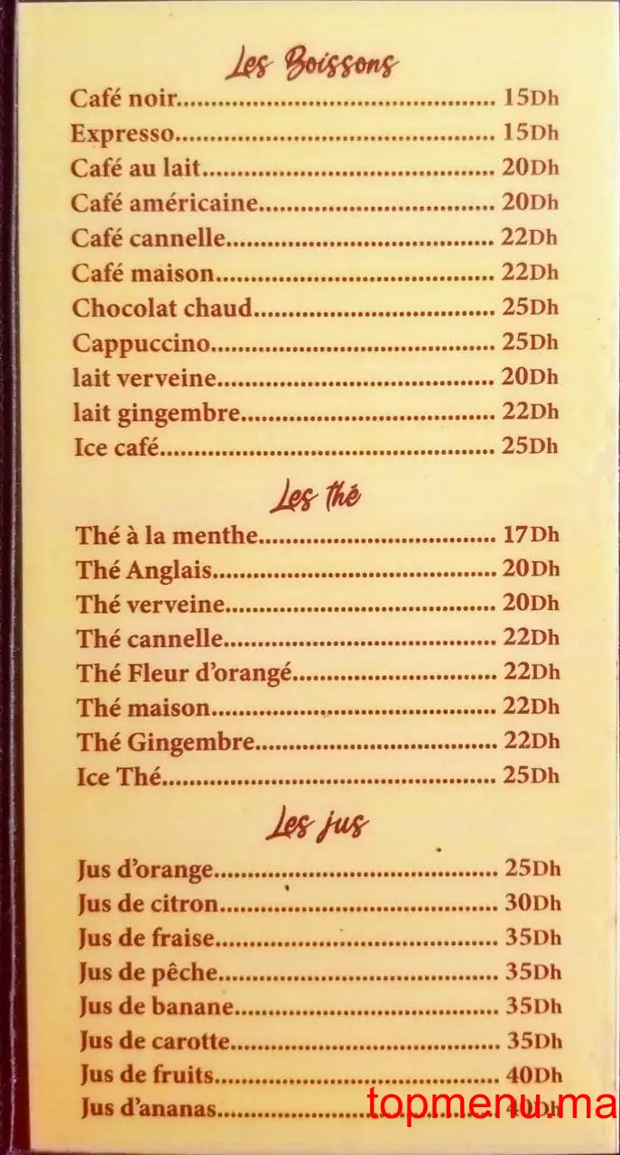 Café Kessabine menu page 1