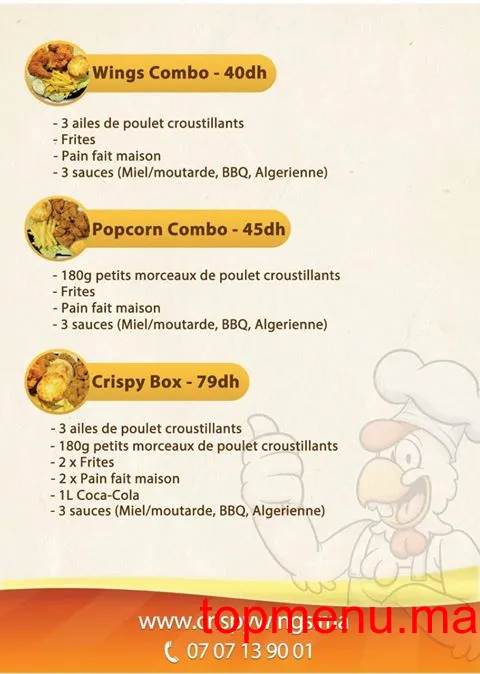 Crispy Wings menu page 2