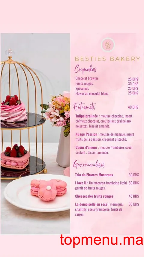 Besties Bakery menu page 2