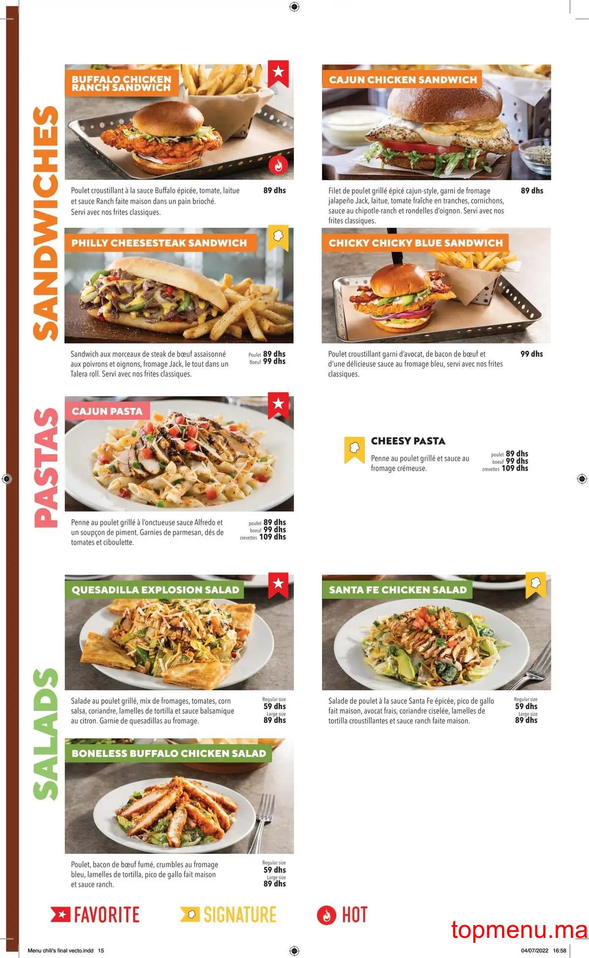 Chili’s menu page 10