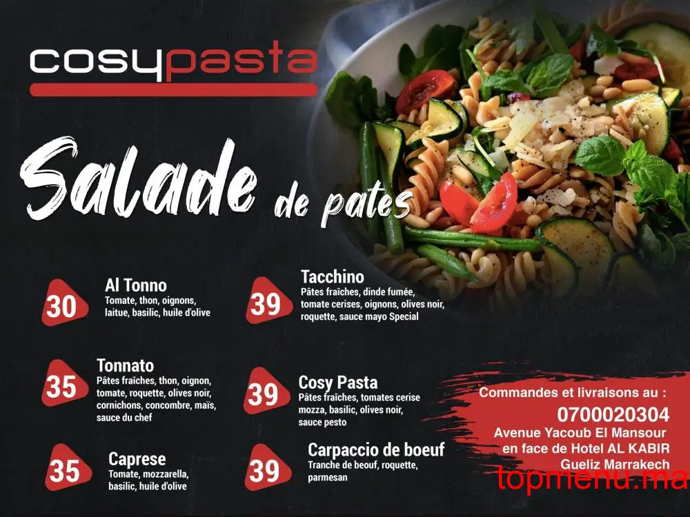 Cosy Pasta menu page 2