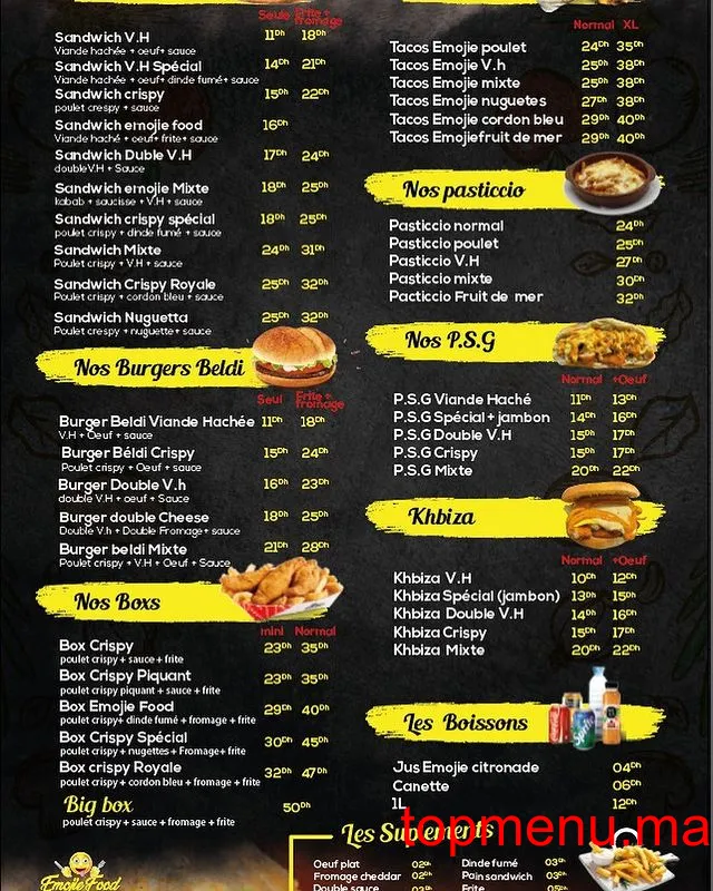 emojie food menu page 1