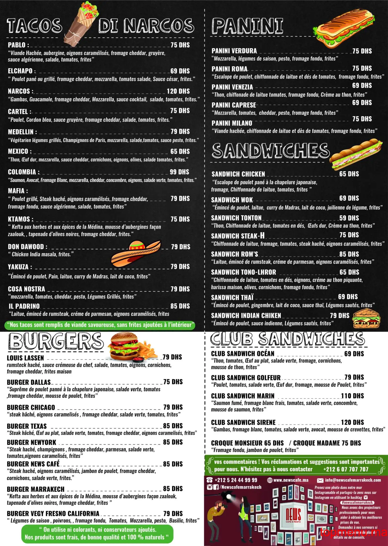 News Café menu page 2