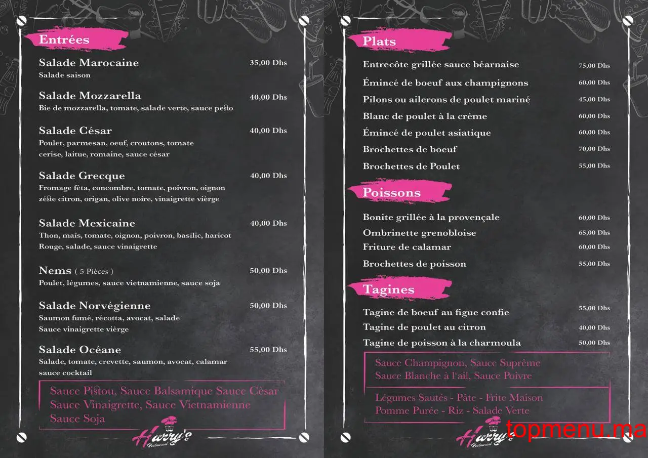 Harry’s menu page 2