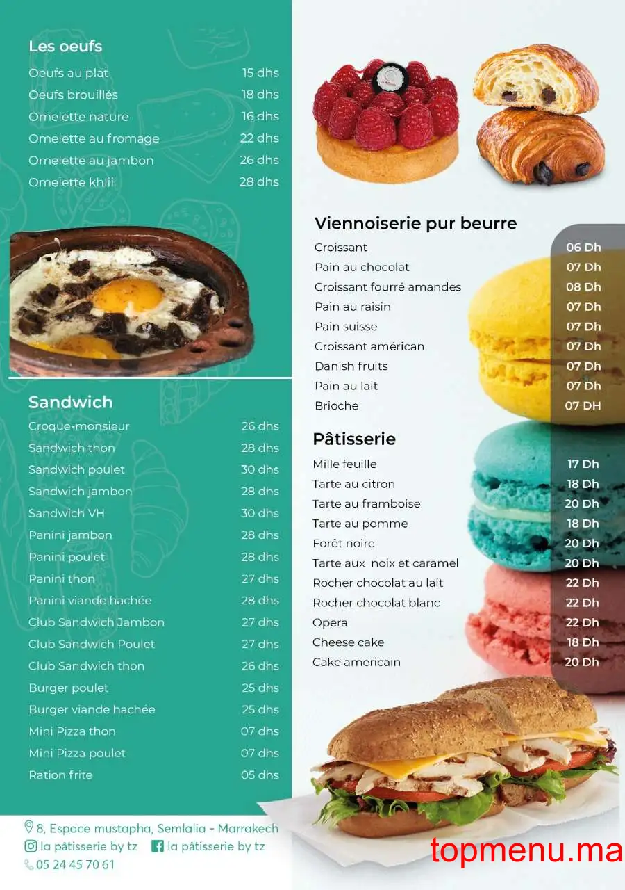 La Pâtisserie by TZ menu page 1