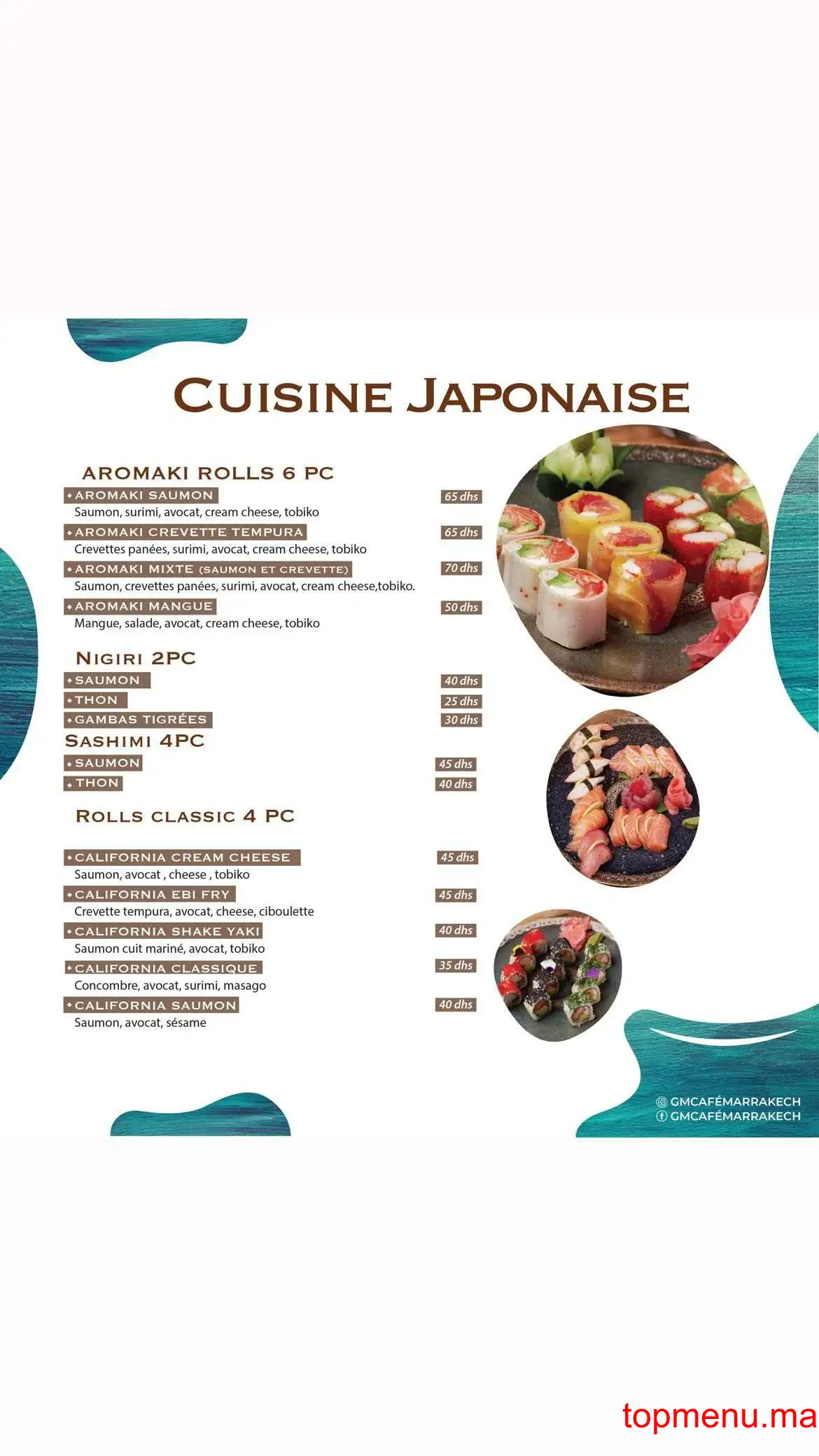 GM Café Gourmet menu page 6