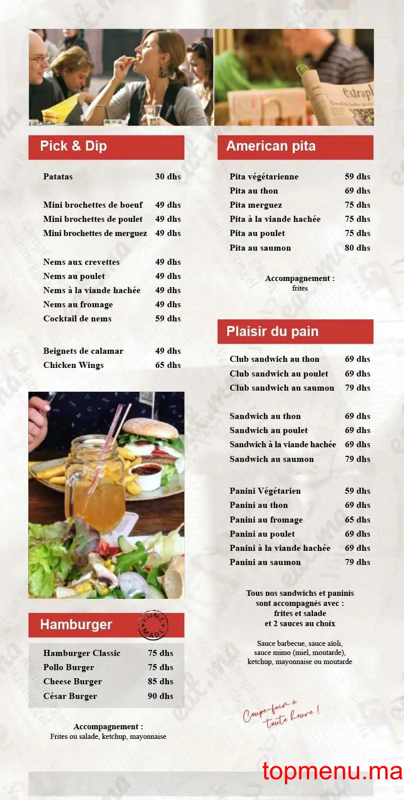 Extrablatt menu page 2