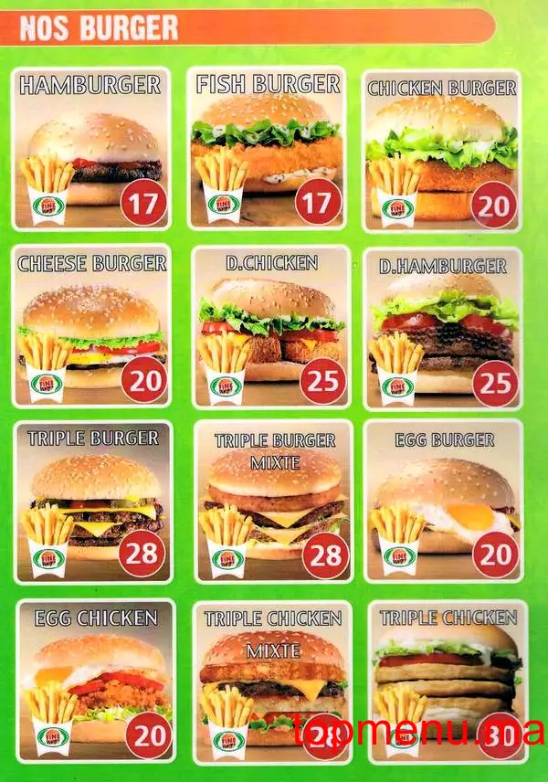 Fine Burger menu page 2