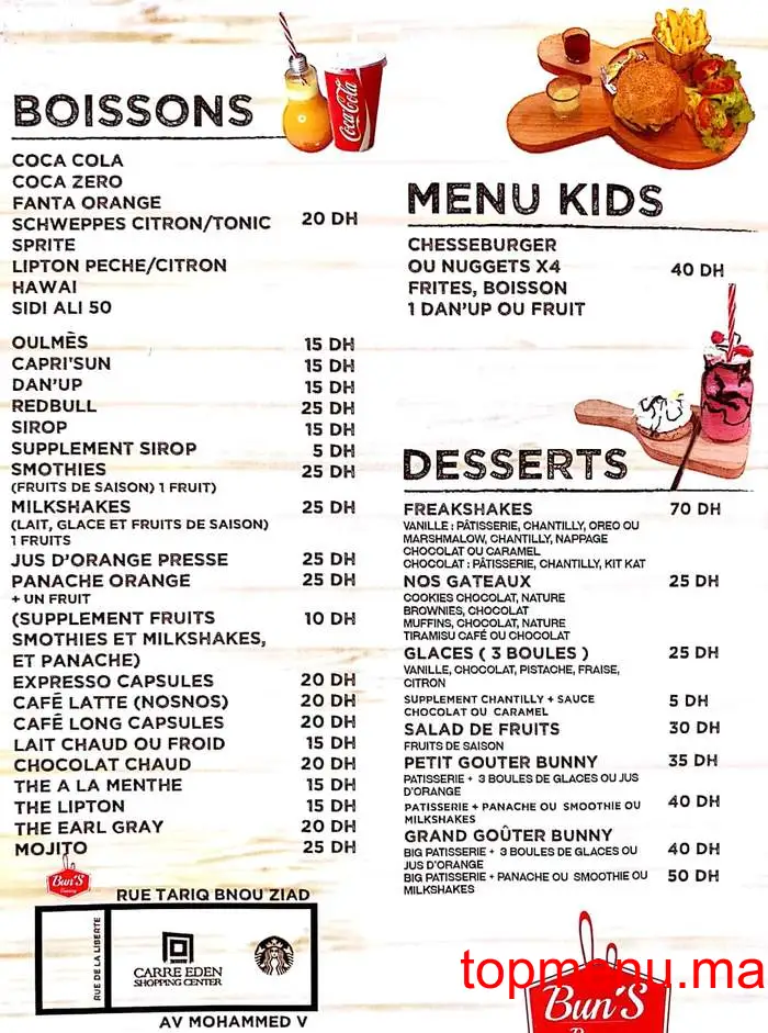 Buns Bunny menu page 2