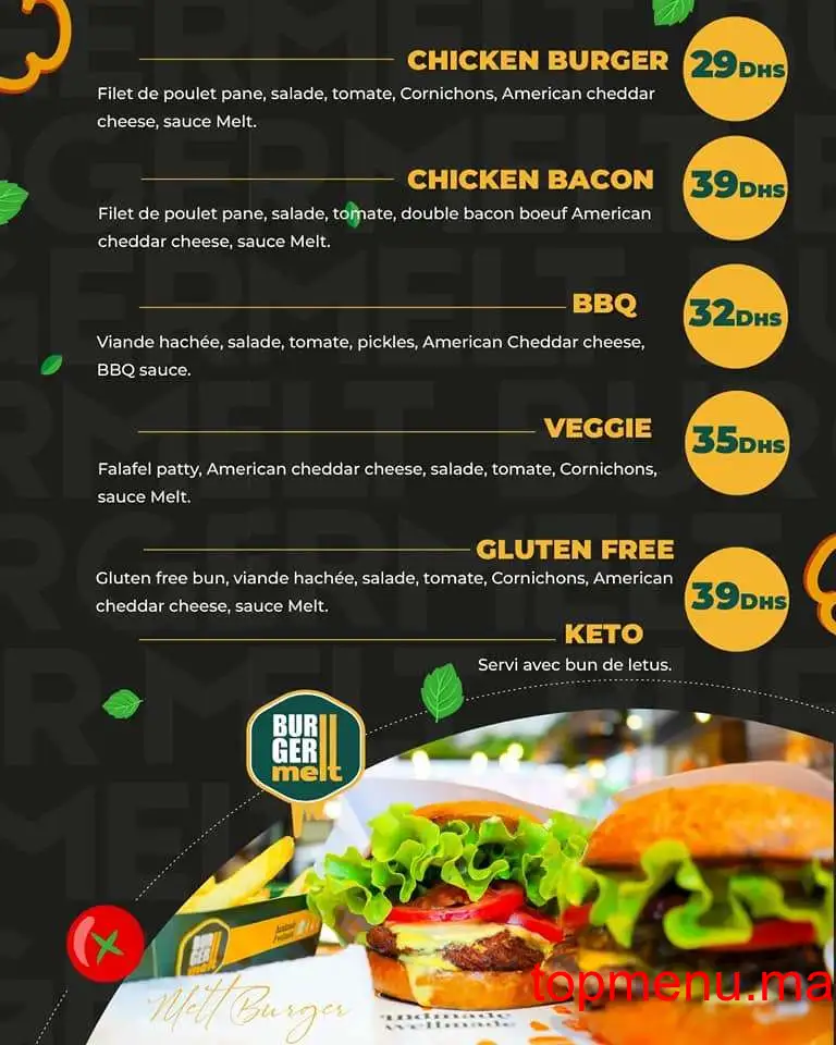 Burger Melt menu page 2