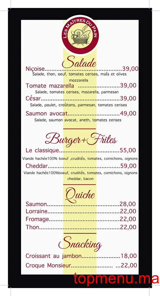 Les Maîtres du Pain menu page 4