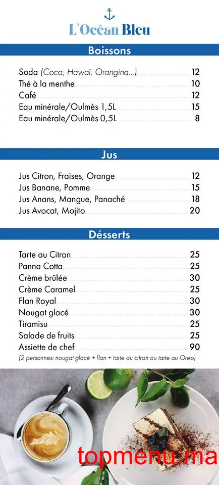 L’Océan Bleu menu page 4