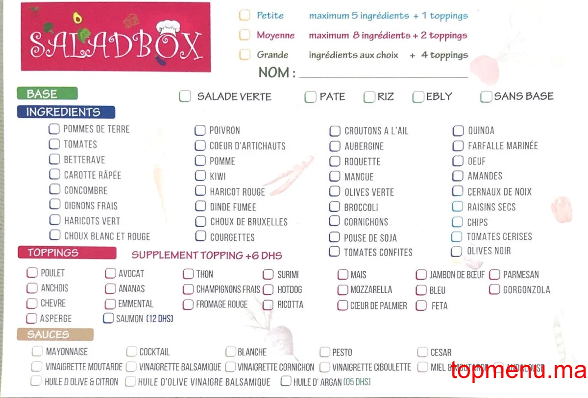 SaladBox menu page 2