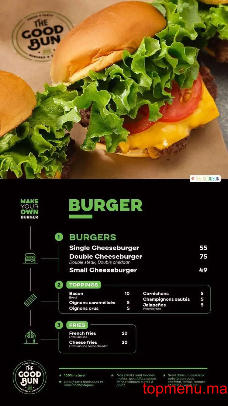 The GoodBun menu page 1