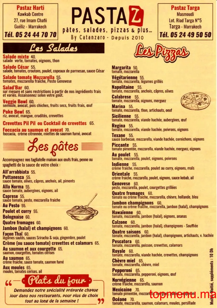 Pastaz by Catanzaro Targa menu page 2