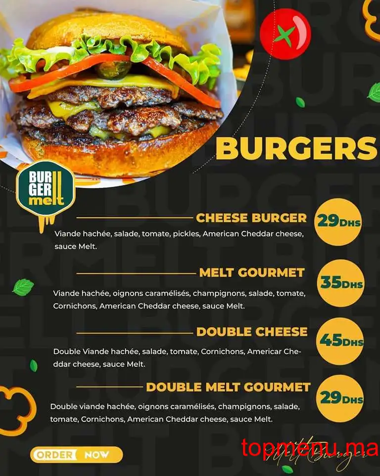 Burger Melt menu page 1