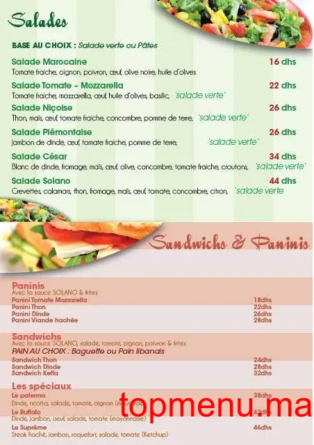 Café Solano menu page 3