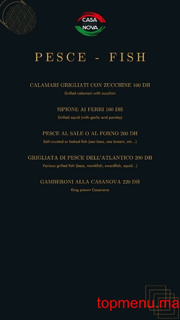 Casa Nova menu page 1