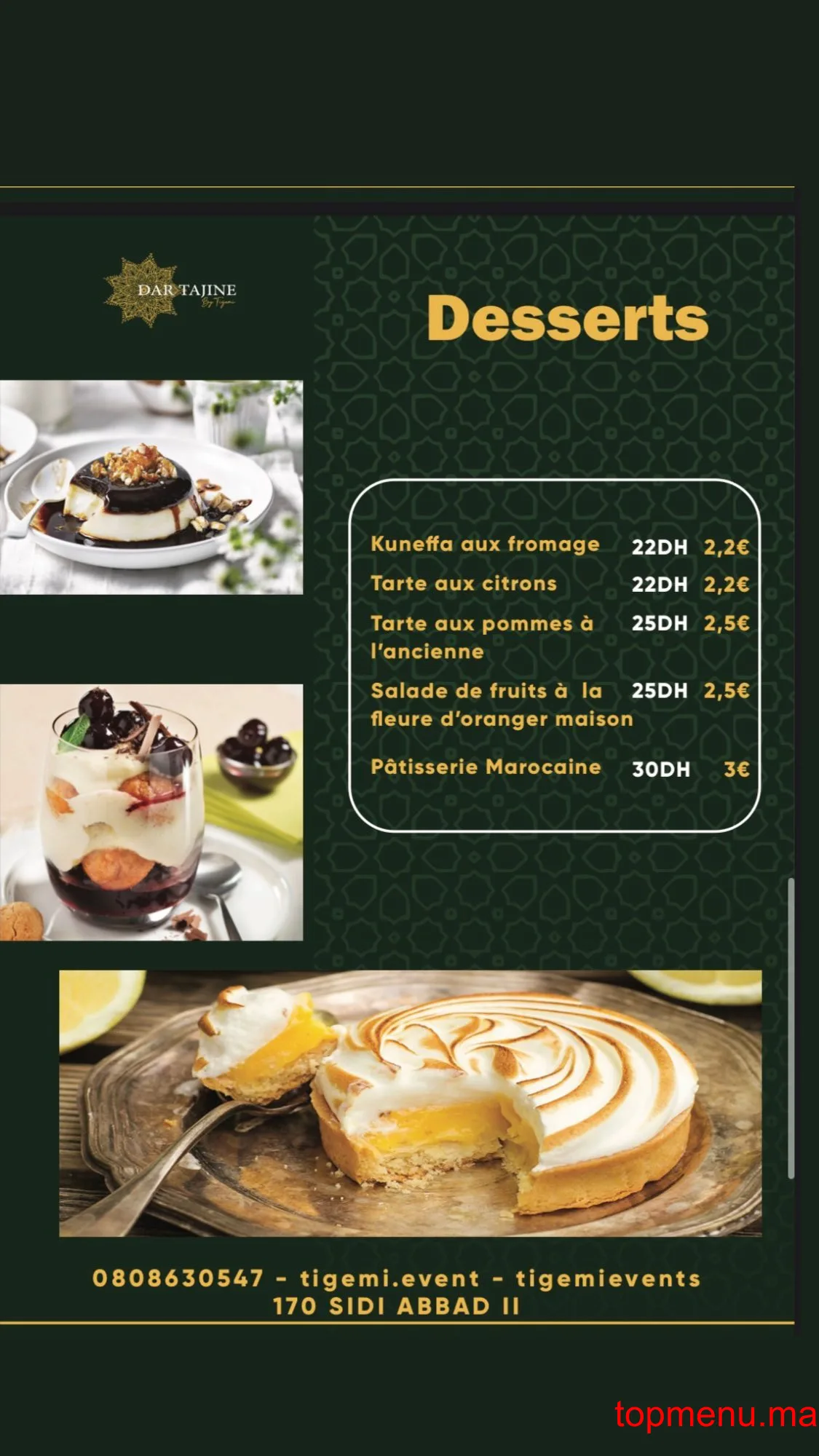 Dar Tajine By Tigemi menu page 2