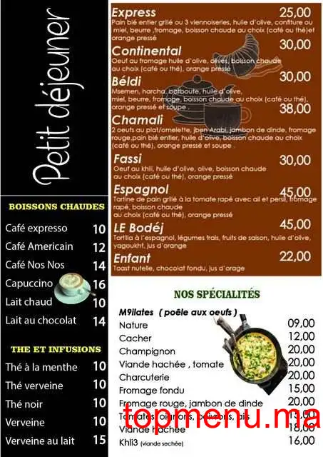 Le Bodej menu page 1