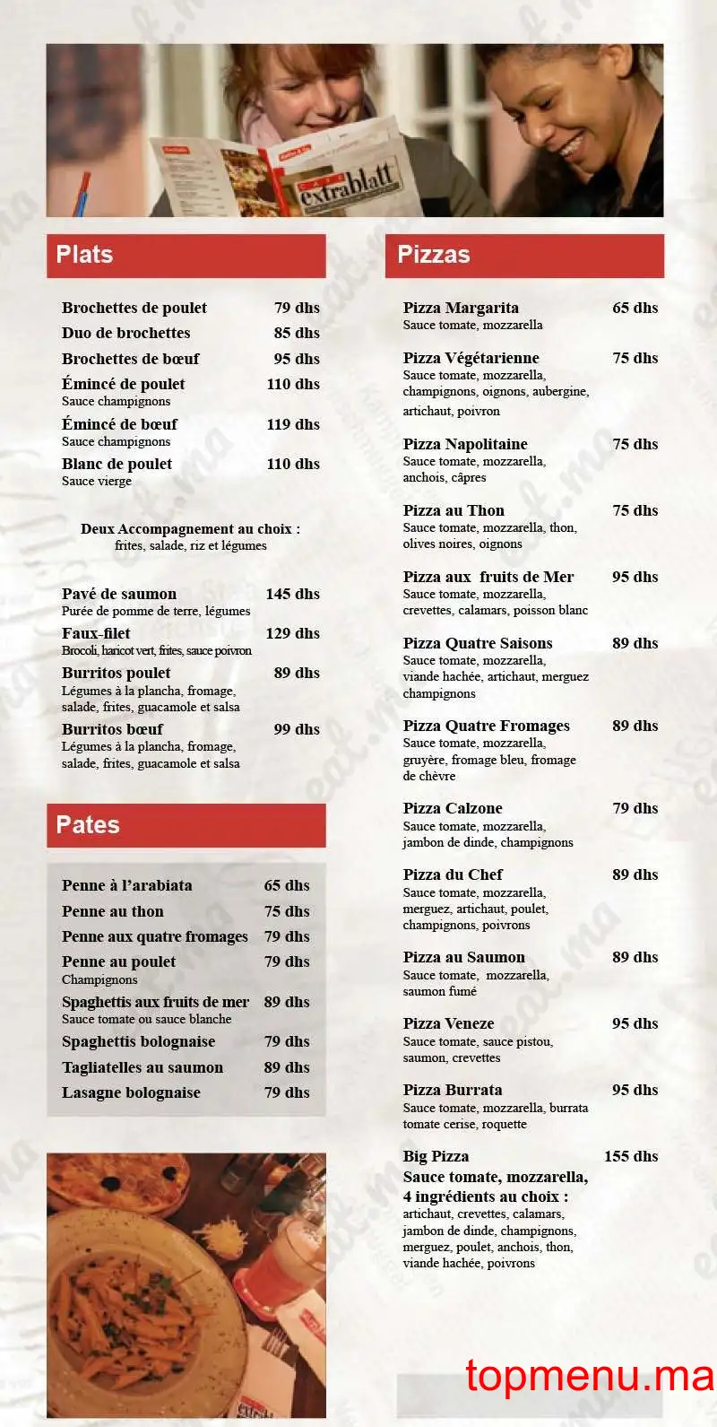 Extrablatt menu page 3