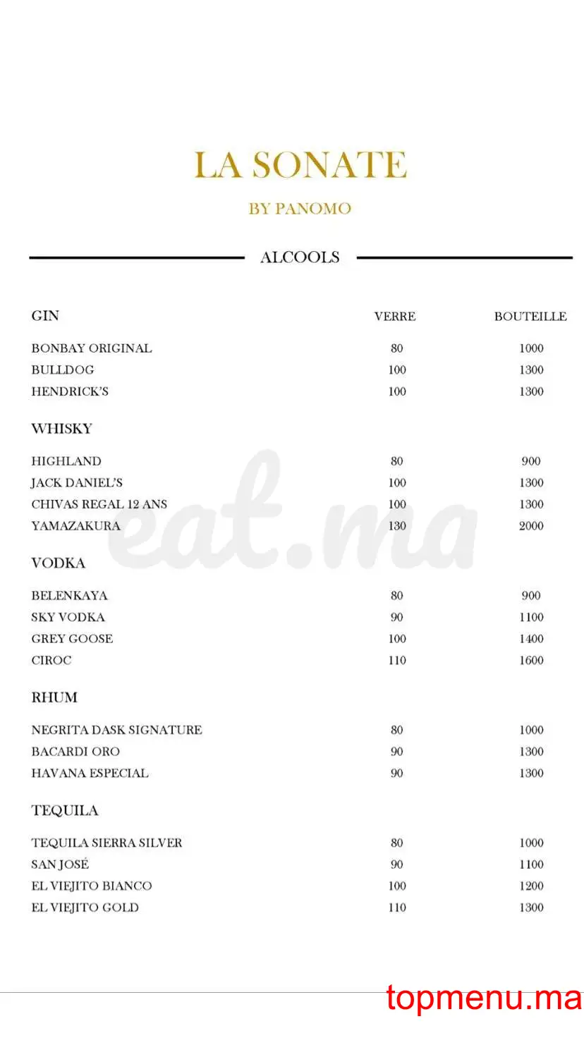 La Sonate menu page 4