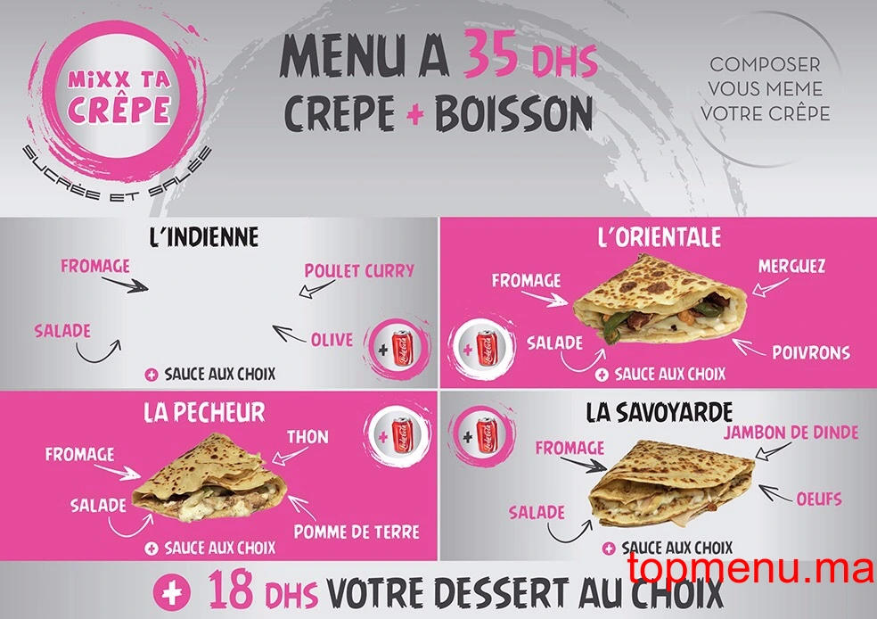 Mixx ta Crêpe menu page 1