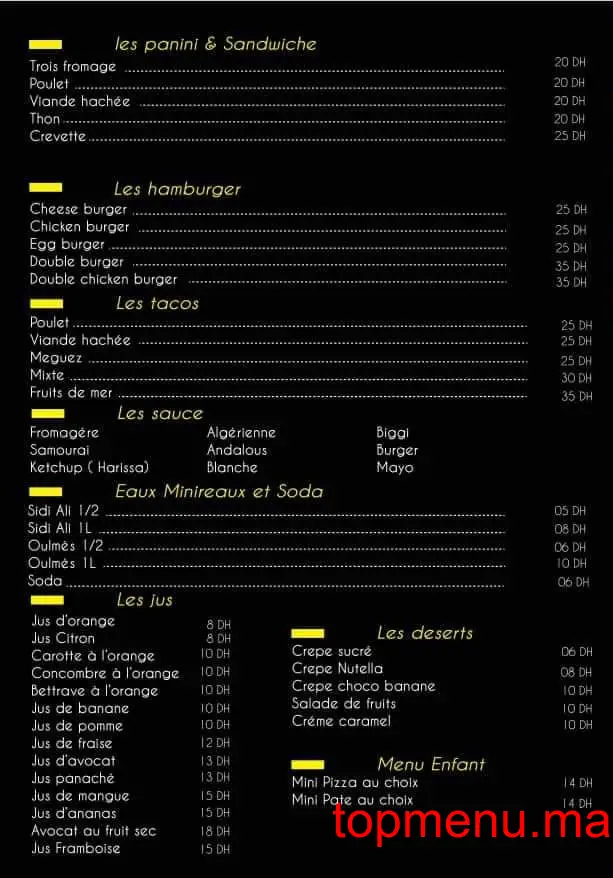 Dekra Food menu page 1