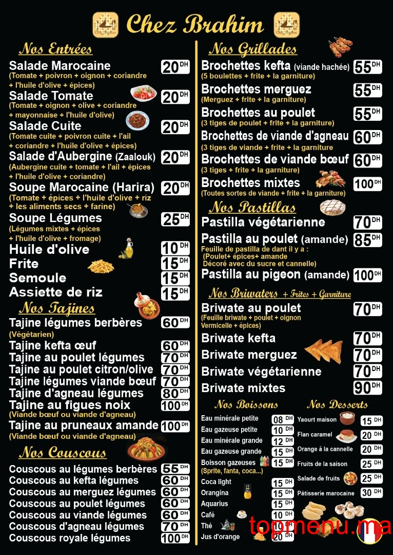 Chez Brahim menu page 1