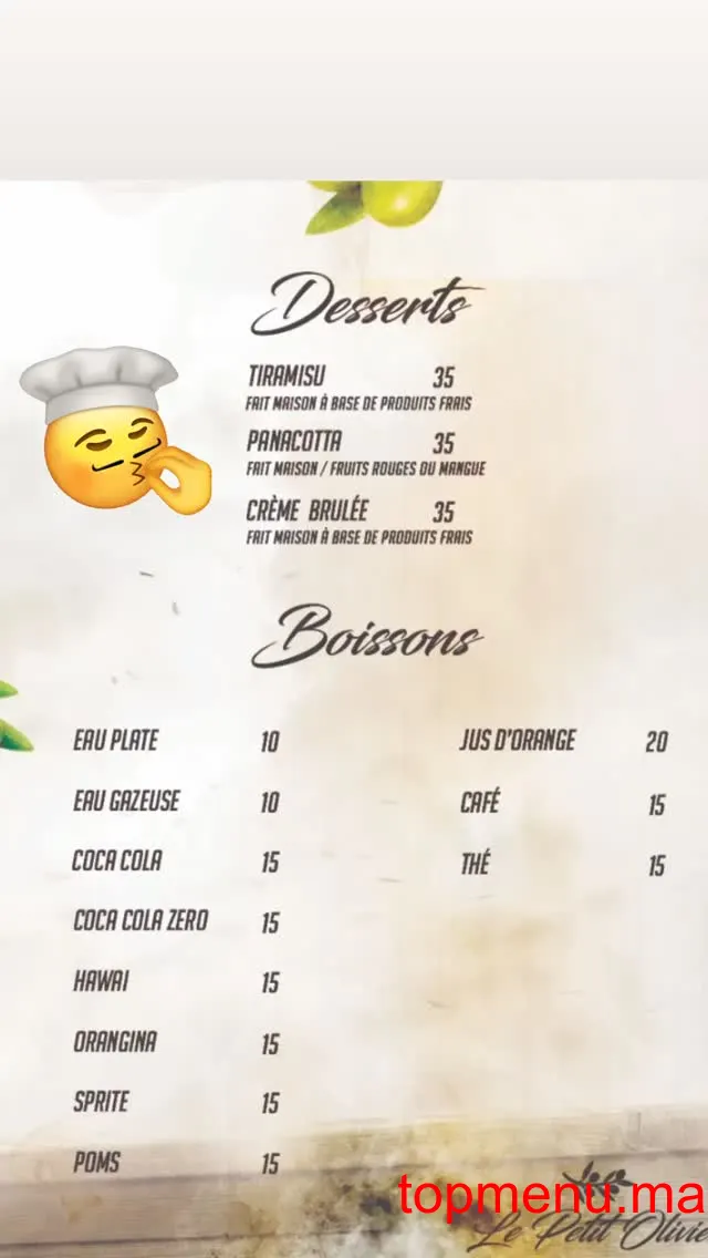 Le Petit Olivier menu page 5